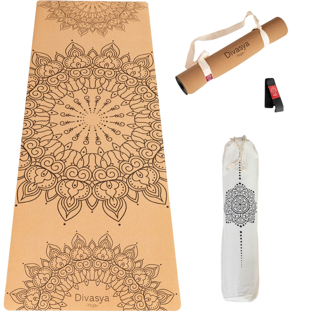 Yogamatte Kork: viele Yoga-Designs | inkl. Hülle & Tragegurt